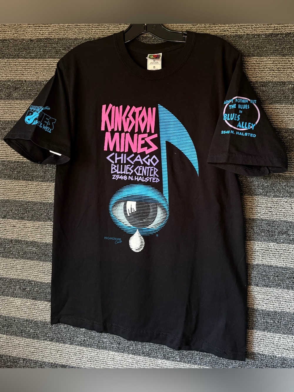 Vintage Y2K Kingston Mines Chicago Blues Center Black Graphic T-Shirt Medium EUC